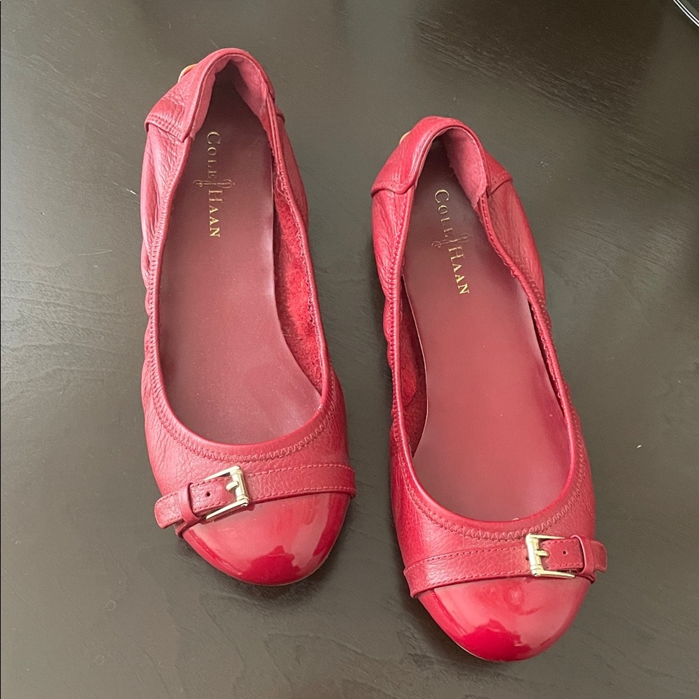 Cole Haan Women's Cherry Red Loafers with Buckle